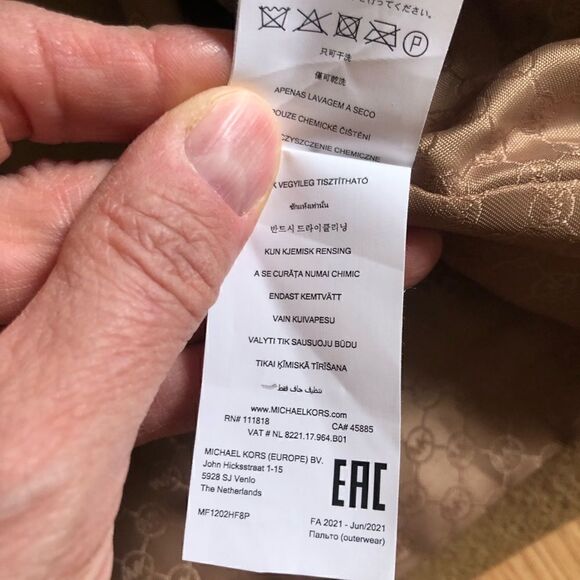 MICHAEL MICHAEL KORS Wool Blend Oversized Coat Dark Camel MF1202HF8P Women’s SM - Picture 7 of 14